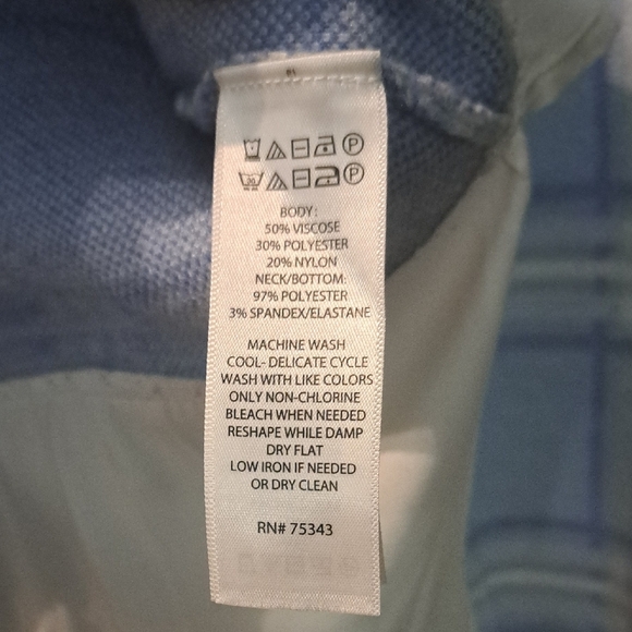 Women's Blue Plaid Sweater with White Layered Shirt - Picture 3 of 4